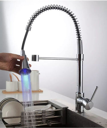 InArt kitchen sink and tapware brass high-arc chrome pull-down sink mixer tap with 360° swivel spout