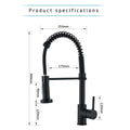 Matte black kitchen sink flexible tap with pull-down spray head, side angle view of single lever mixer