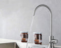 InArt sink faucet water purifier tap with smooth lever handle, close-up of chrome finish and spout