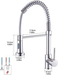 Brushed chrome kitchen sink mixer tap with pull-down sprayer, gooseneck design, angled side view