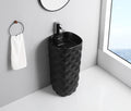 Dining hall wash basin cabinet style InArt ceramic square pedestal wash basin in matte black, front view