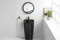 Living room wash basin design idea with InArt matte black square pedestal basin in a stylish dining room area