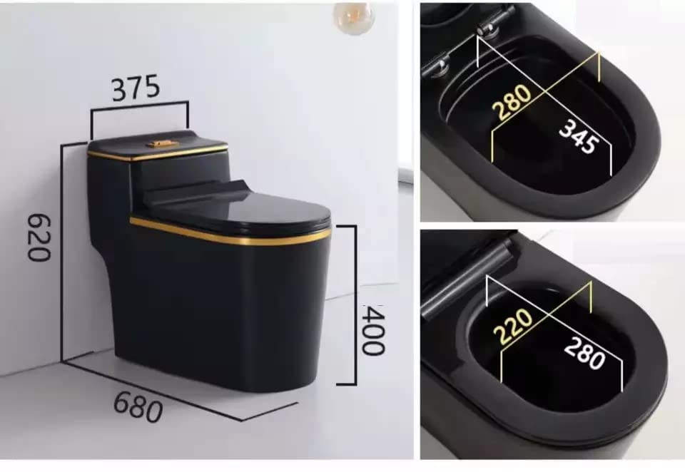 Ceramic one piece western toilet commode, glossy white oval floor mounted WC angled side view