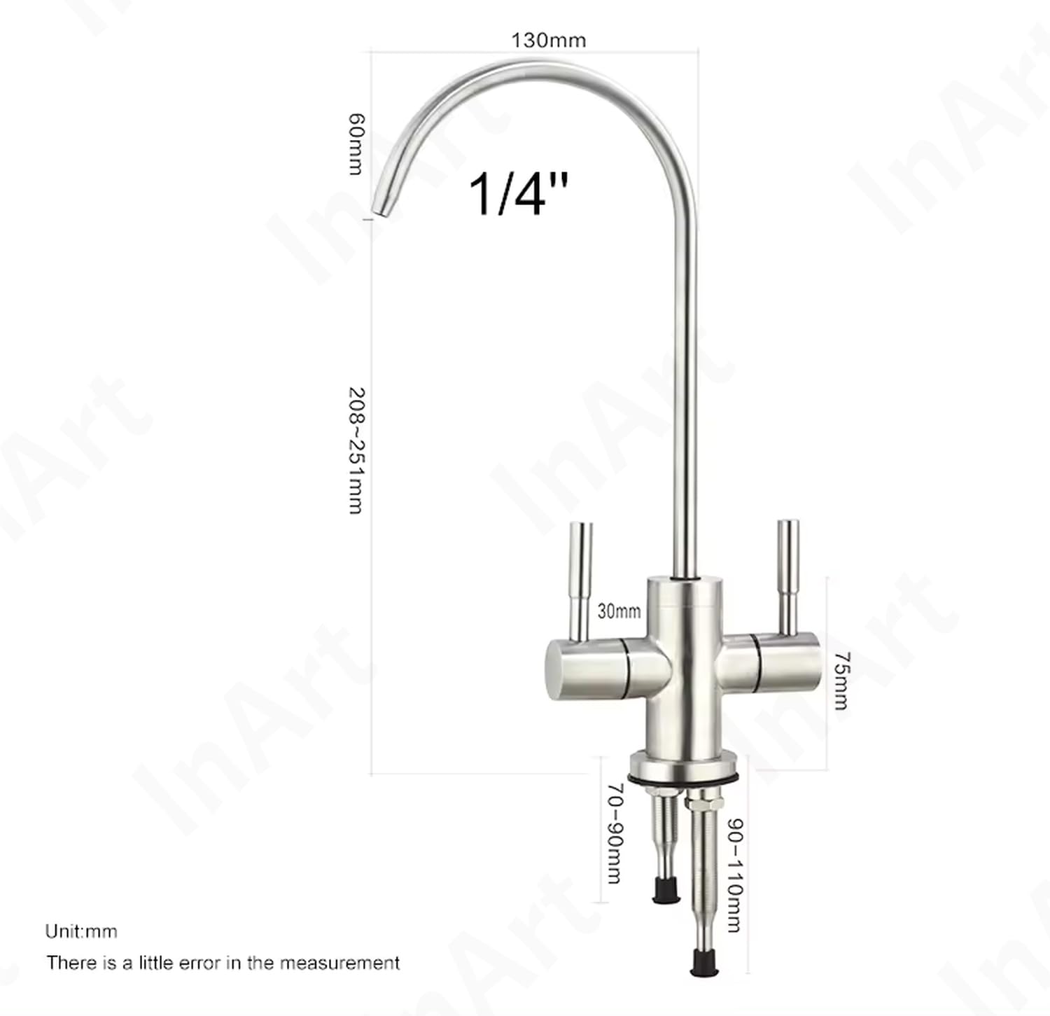 Buy RO tap online India, two in one water purifier tap for kitchen sink with dual handles and gooseneck spout