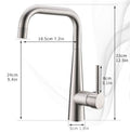 InArt single lever mixer tap for kitchen sink, brushed nickel 360° rotatable spout, angled view