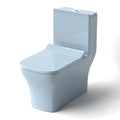 InArt ceramic floor mounted western toilet, one piece compact oval commode in glossy light blue
