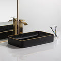 InArt ceramic table top wash basin design, rectangular matte black with gold counter basin 60x35 cm