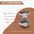 Invisible shower drain channel with tile insert, 5x5 inch square 304 stainless steel, side angle view