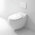 Wall mounted commode with flush tank compatible InArt western toilet for compact bathroom, side profile