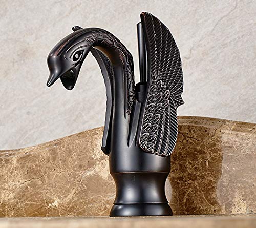 InArt swan neck tap for wash basin in matte finish brass, single hole basin mixer for modern bathroom