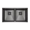 InArt black double sink in SS 304 stainless steel, rectangular top mount double bowl kitchen sink in matte black