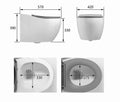 Wall mounted commode price comparison look: InArt ceramic wall mounted WC with P trap outlet, side angle