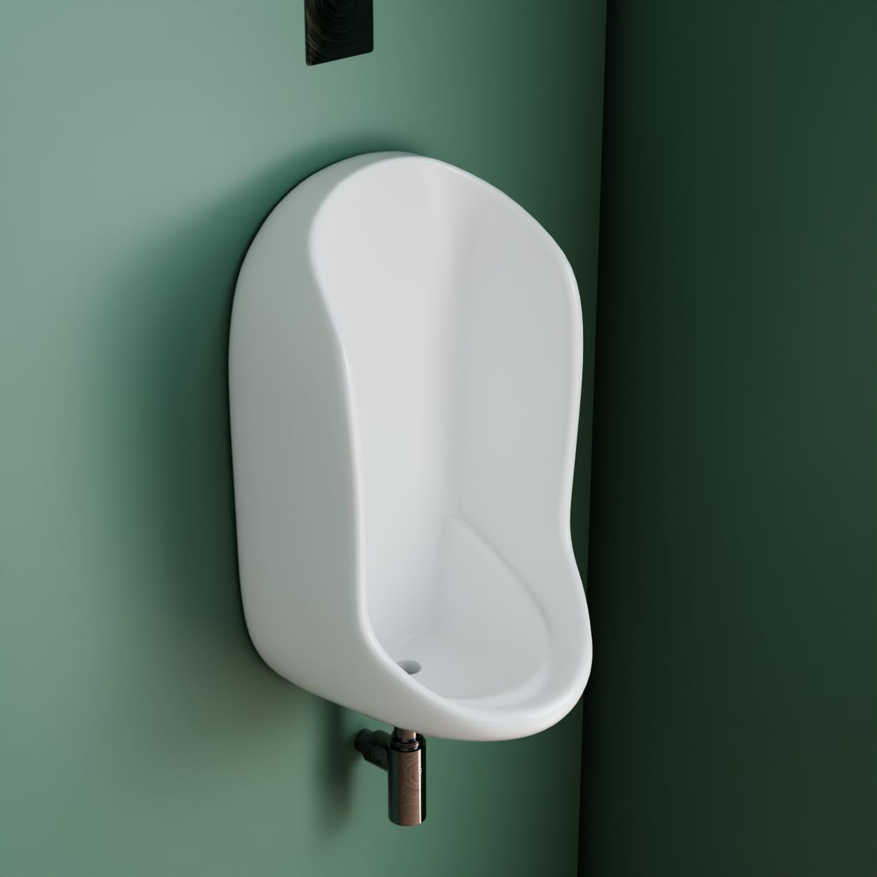 InArt bathroom urinal for home, premium glossy white ceramic wall mounted urinal with easy-clean surface