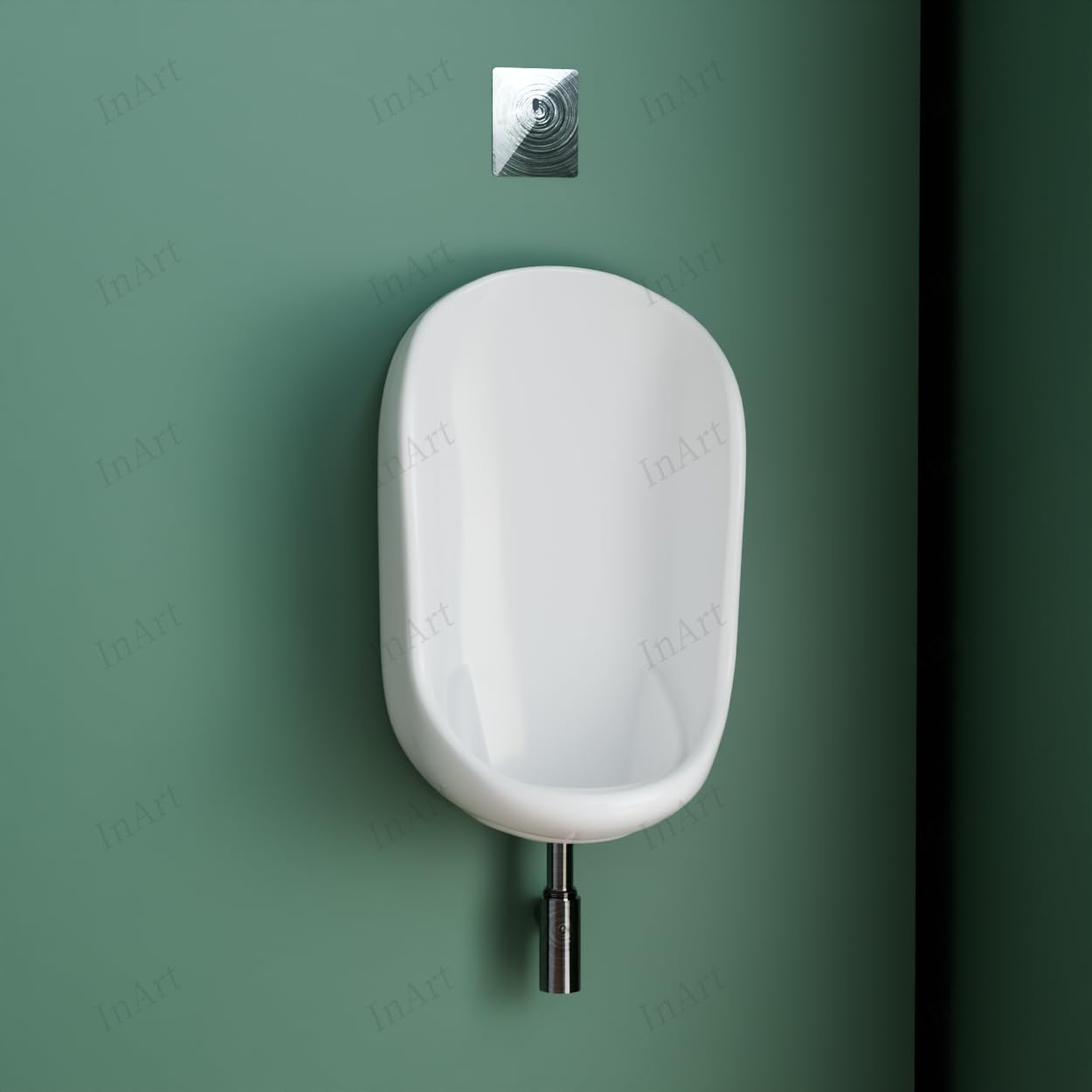 Commercial urinal ceramic in glossy white, wall mounted rectangular urinal for office washroom use