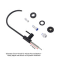 Matte black RO tap faucet for kitchen sink, angled view of stainless steel water purifier tap