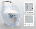InArt one piece ceramic toilet commode rimless bowl close-up with glossy black and white ceramic finish