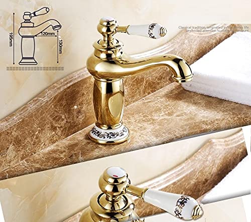 InArt wash basin mixer taps in gold finish, solid brass single lever basin mixer tap for bathroom