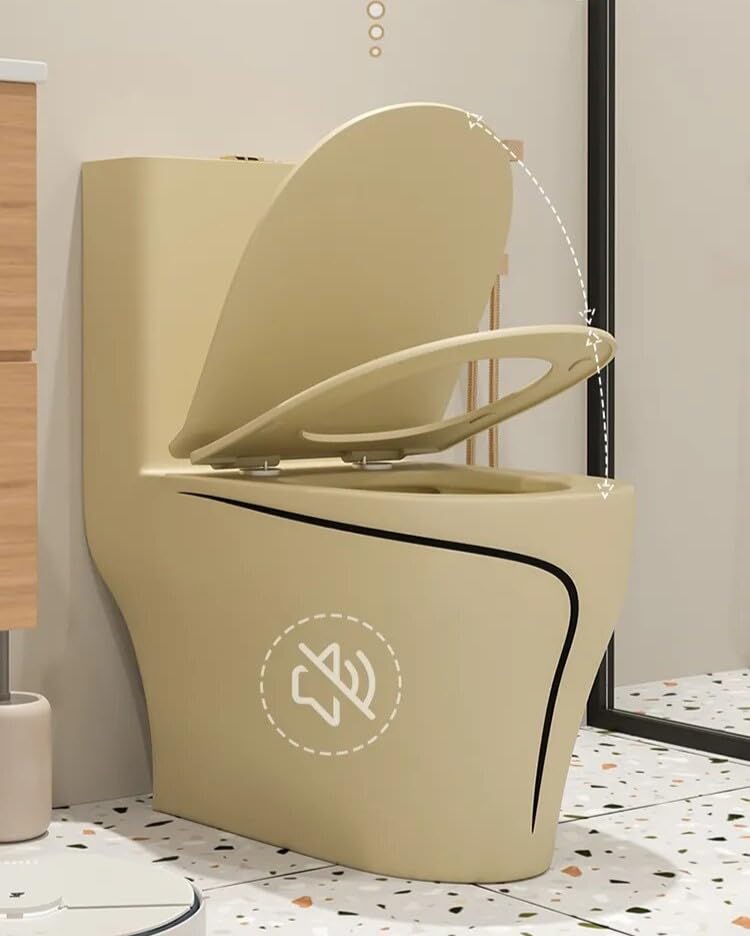 Soft-close toilet seat detail on InArt one-piece ceramic western toilet, elongated oval shape