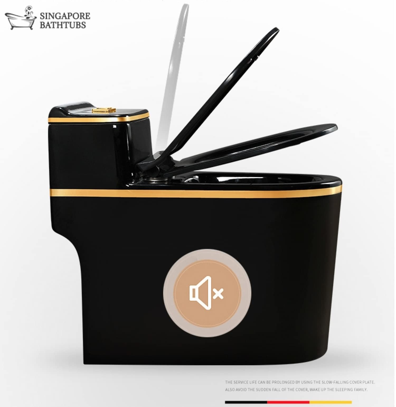 InArt ceramic one piece commode with soft close seat, glossy white oval western toilet close-up