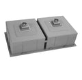 Matte black double sink kitchen black, InArt handmade SS 304 16 gauge rectangular double bowl sink side view