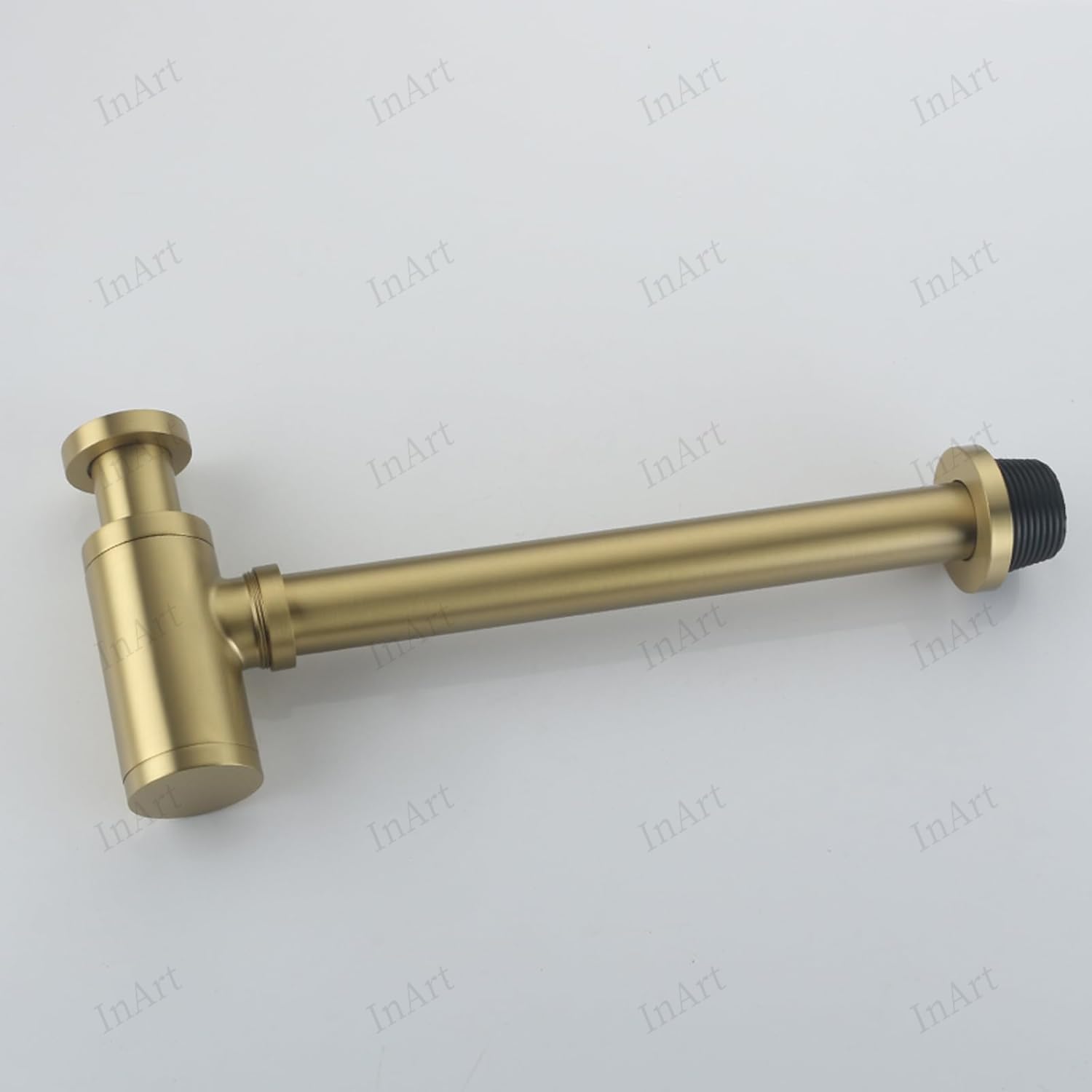 Table top basin bottle trap brushed gold, InArt brass bottle trap under counter installation angle