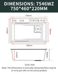 InArt brushed gold 30x18 single bowl waterfall kitchen sink with pull out tap, angled view of nano steel finish