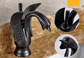 Brass mixer tap bathroom use, matte finish swan neck basin mixer on countertop wash basin in Indian home