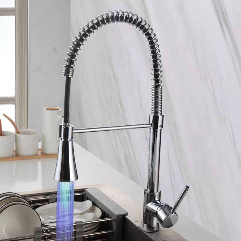 InArt sink with taps solution, brass tap mixer for sink with pull-out hose and chrome high-arc design