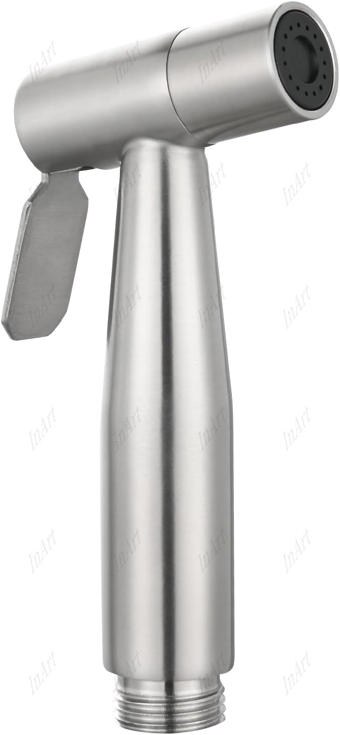 Handheld health faucet gun only with ergonomic trigger handle, stainless steel brushed finish for bathroom use