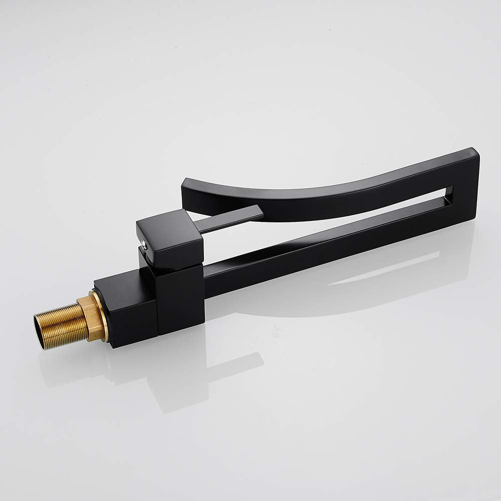 InArt black tapware brass single lever basin mixer tap in matte black finish, front view