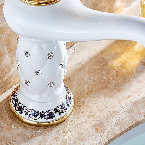 InArt brass basin mixer tap in white gold finish, single lever bathroom wash basin mixer front view