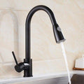 Single lever kitchen sink mixer tap in matte black, pull-down spray tap for kitchen sink with flexible hose
