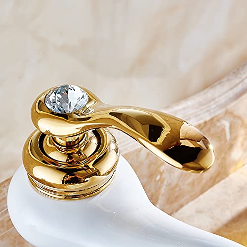Top view of brass wash basin with mixer tap in white gold finish, sleek basin mixer for Indian bathrooms