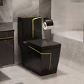 Ceramic floor mounted European water closet for modern Indian bathroom, glossy white one-piece WC with S-trap