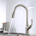 InArt steel tap for kitchen, brushed chrome high-arc pull-down sink mixer with sprayer