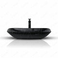 Modern table top wash basin design for bathroom, InArt black marble rectangular ceramic basin side view