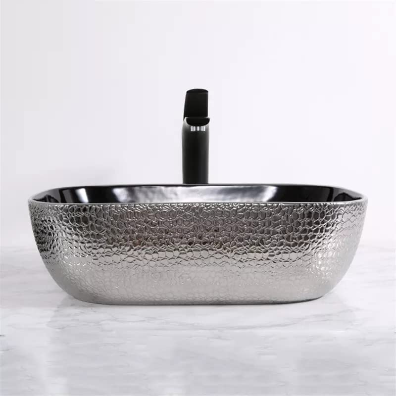 InArt cera table top wash basin, ceramic rectangular silver black counter basin 45x32 cm main view