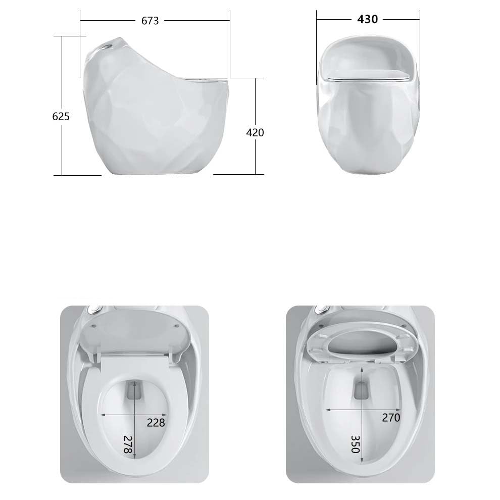 InArt black western toilet commode in glossy ceramic, oval one piece water closet with soft close seat