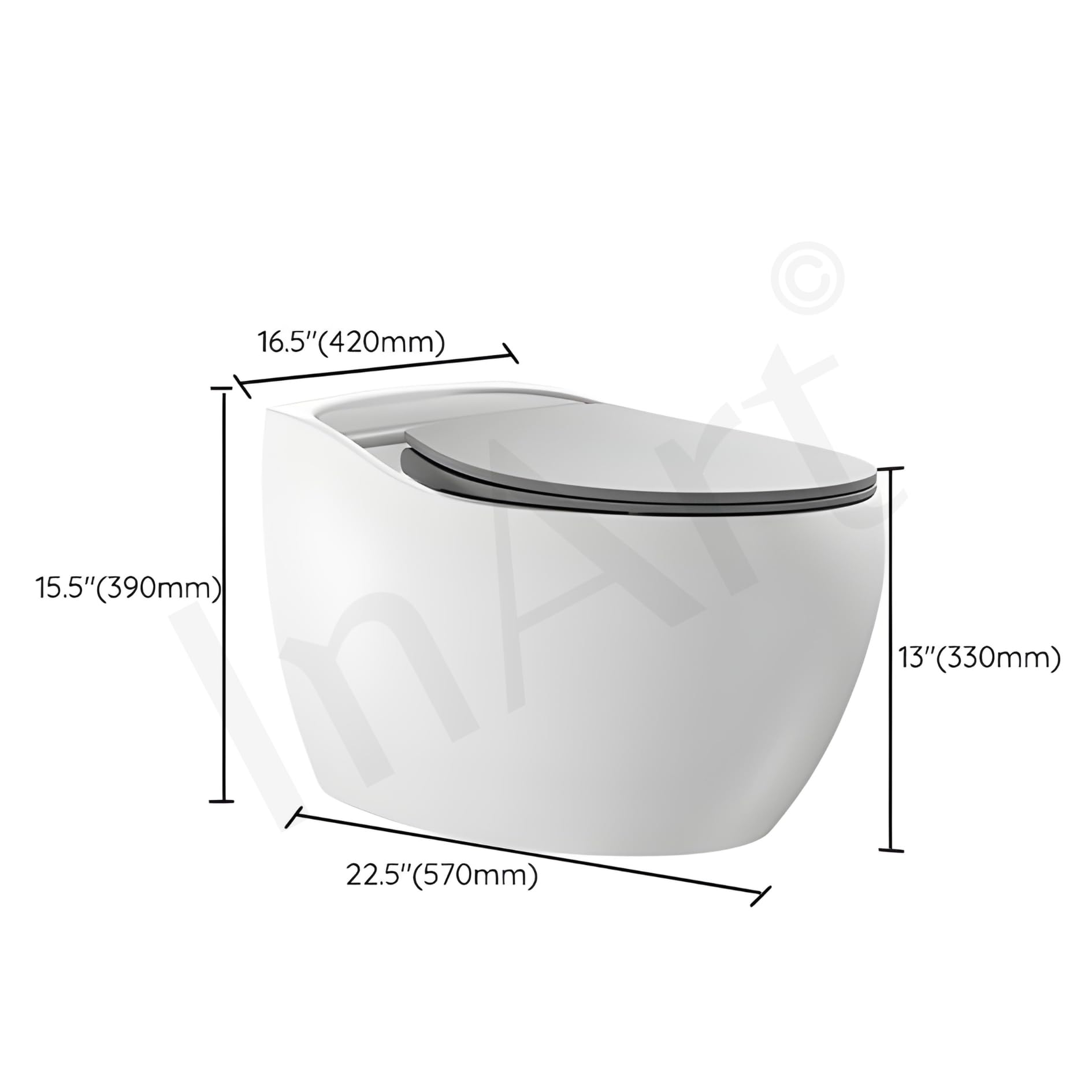 InArt wall mounted commode in glossy white ceramic, left angle view for modern Indian bathroom