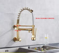 InArt wall kitchen mixer tap in gold, close-up of wall flange and sturdy brass body for leak-free fitting