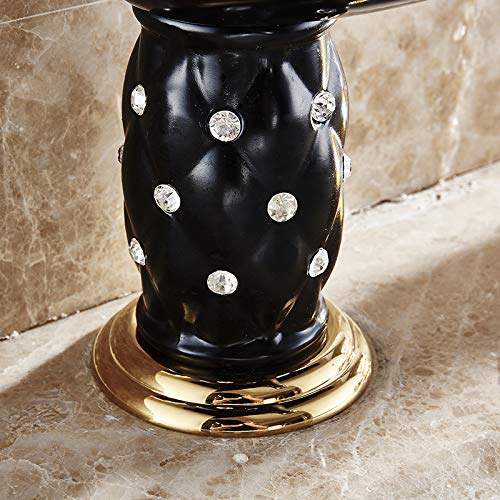 Black gold wash basin mixer tap, side angle view of modern single lever basin mixer for washroom