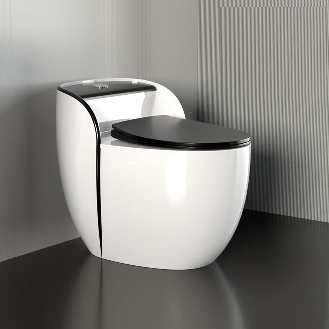 InArt single piece western toilet in ceramic, oval dual colour one-piece EWC commode with soft close seat