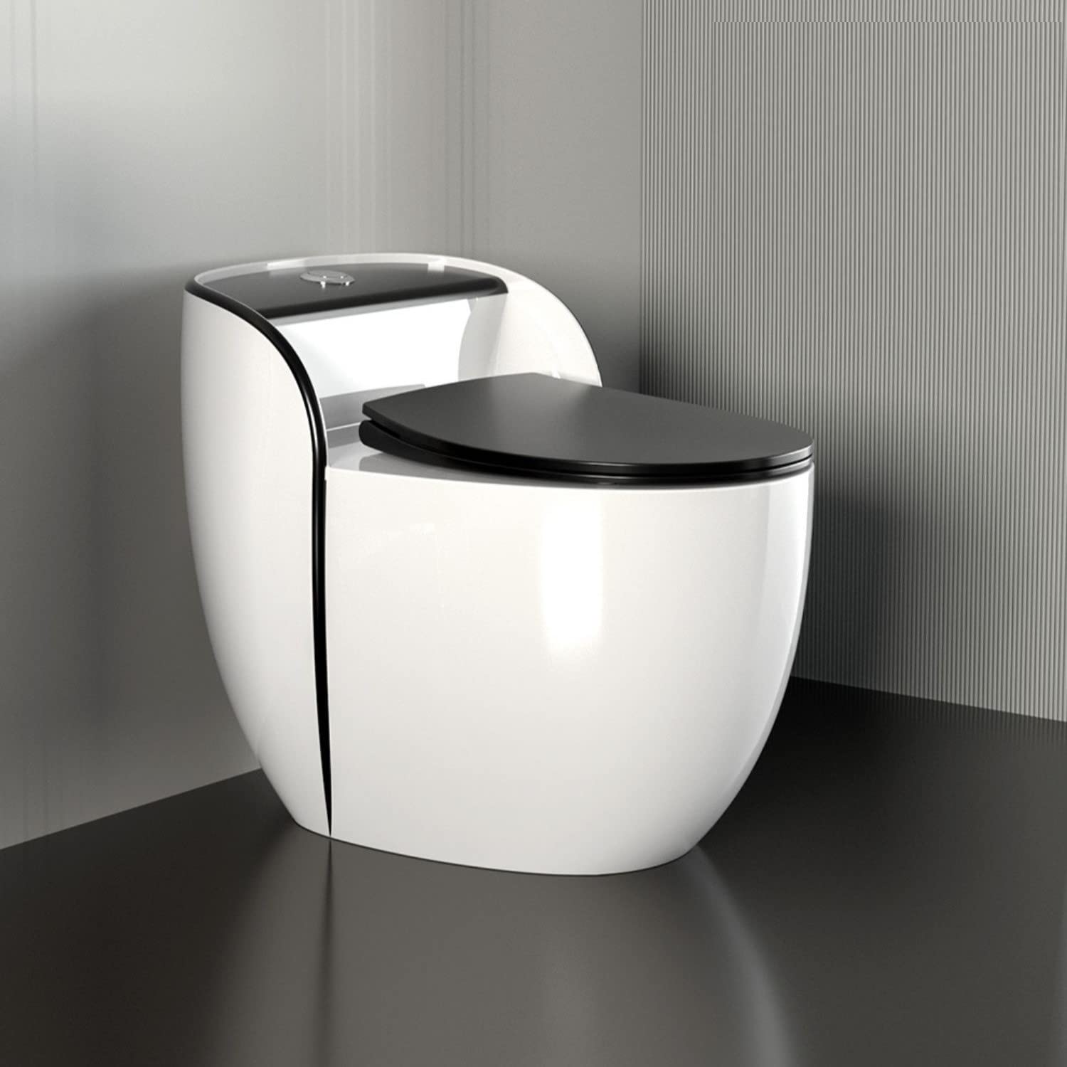 InArt single piece western toilet in ceramic, oval dual colour one-piece EWC commode with soft close seat