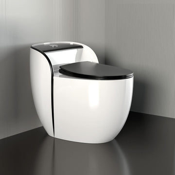 InArt single piece western toilet in ceramic, oval dual colour one-piece EWC commode with soft close seat