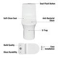 Ceramic one piece western toilet commode in glossy white, oval design floor mounted side angle view