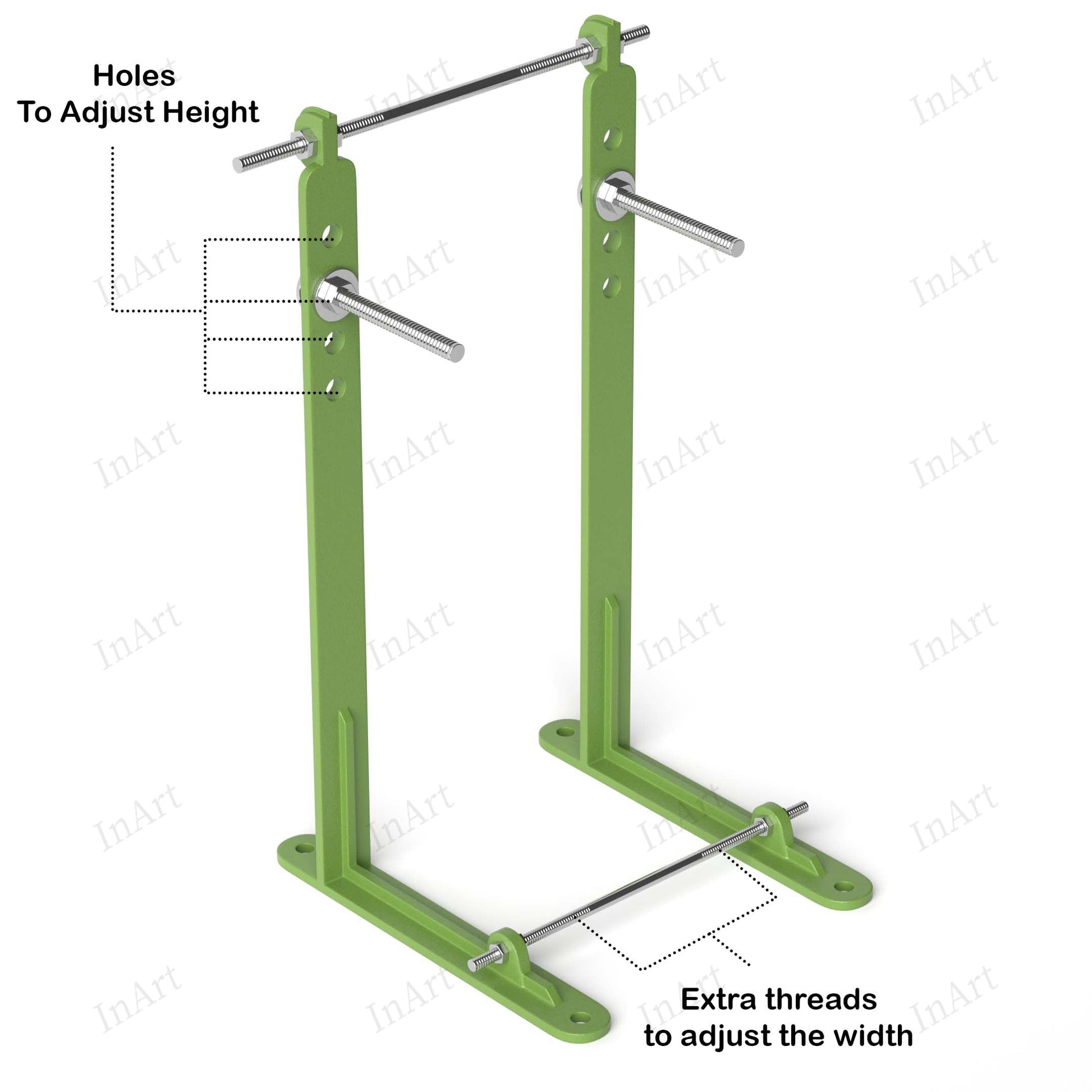 Wall mounted toilet support bracket, side angle view showing adjustable metal mounting arms