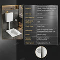 White ceramic Orissa pan set with slim dual flush tank, standard rectangular Indian toilet for bathroom use