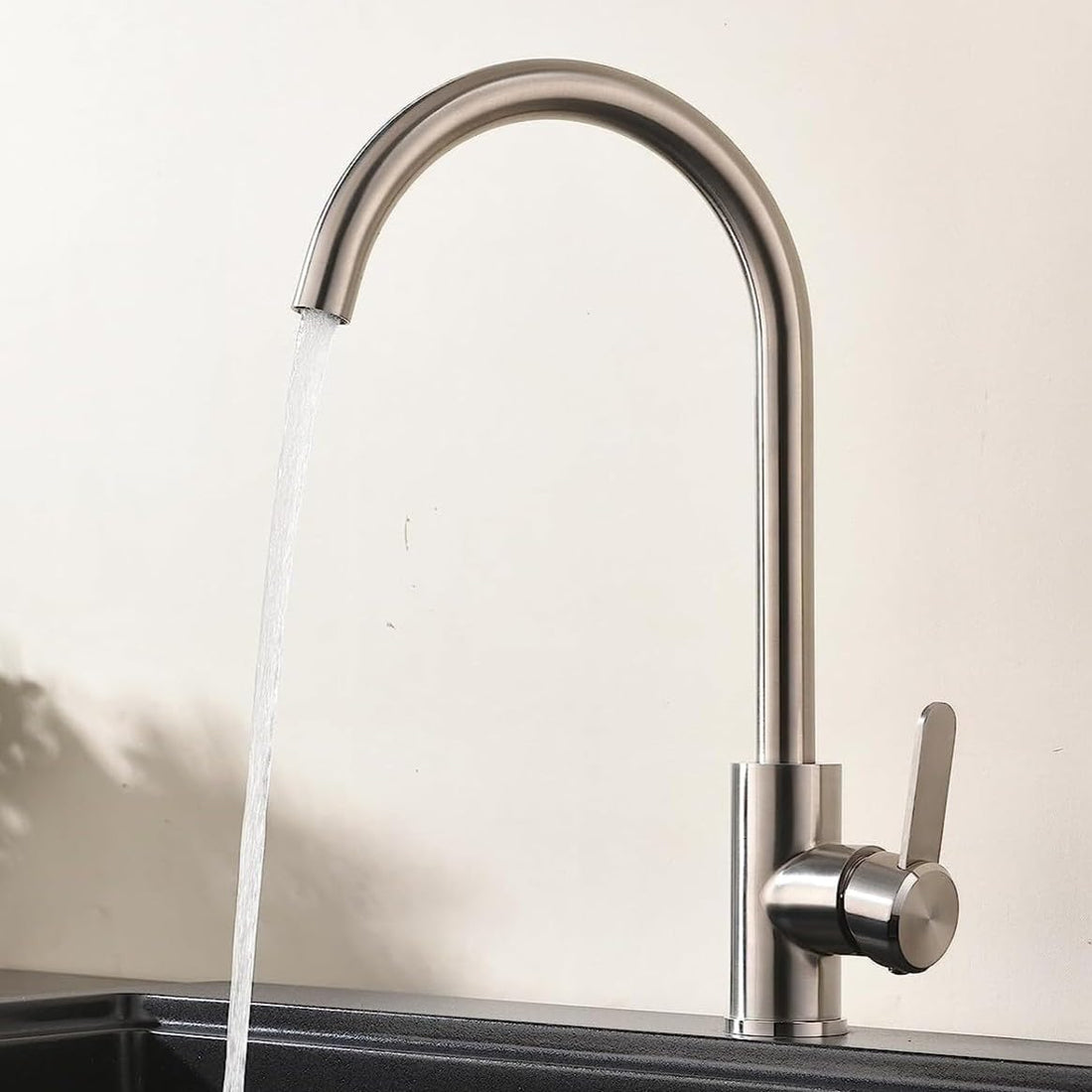InArt wash basin mixer tap in SS 304, brushed chrome swan neck with 360 degree swivel spout