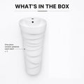 Round pedestal wash basin in glossy white ceramic, modern wash basin with pedestal stand for home