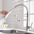 Close-up of InArt tap mixer showing dual flow spray modes and brushed chrome finish